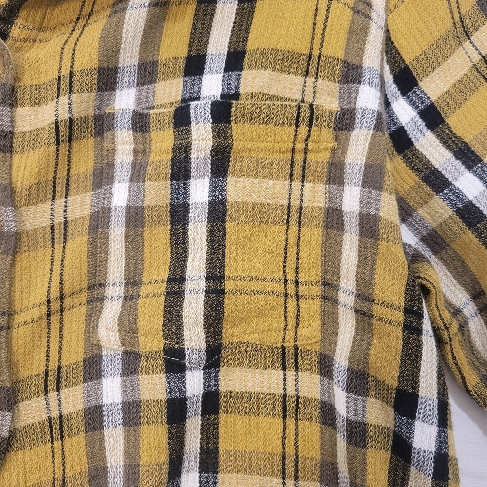 Sonoma Women's Yellow Plaid Button Down Shirt - Picture 3 of 6